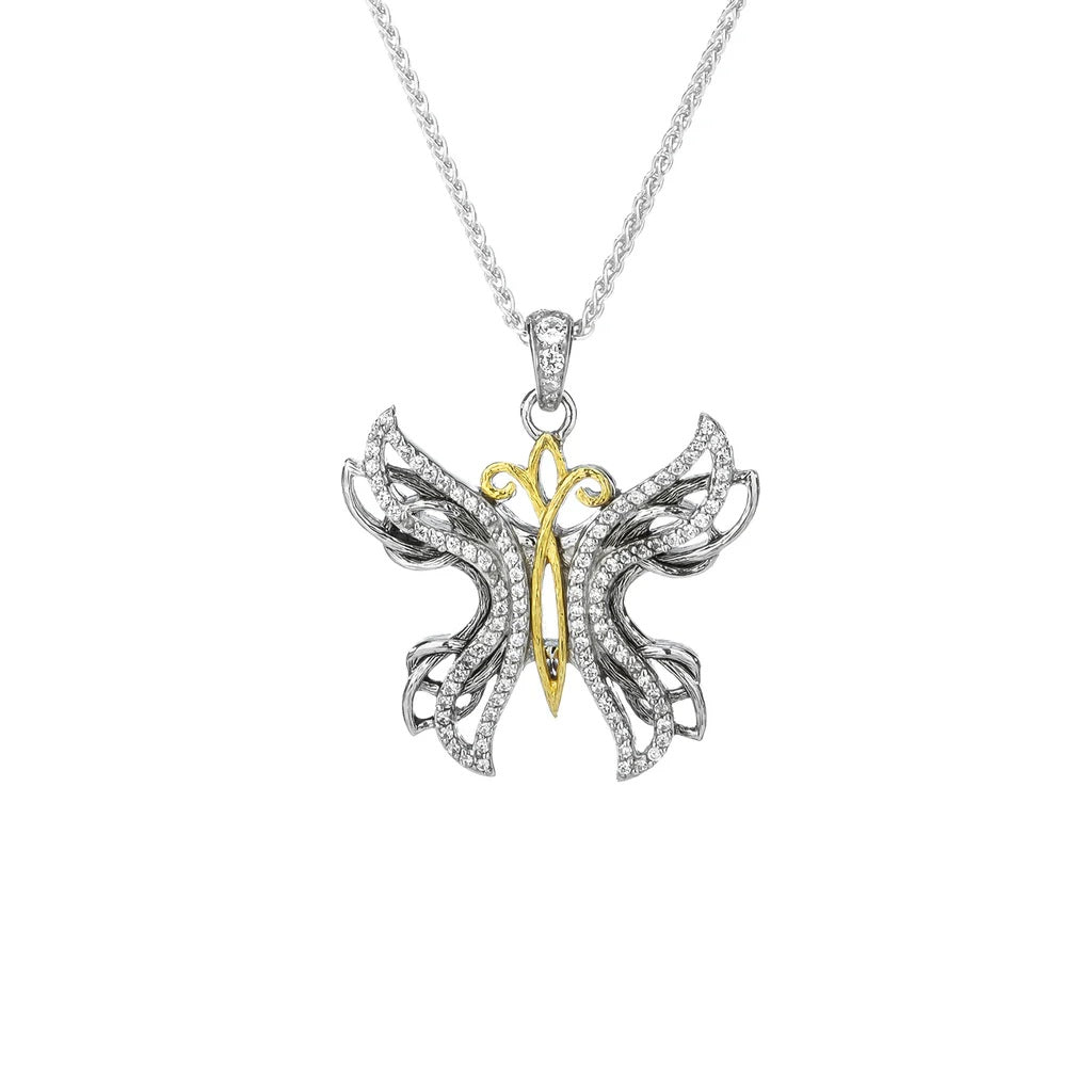 STERLING 10K YG CZ BUTTERFLY P