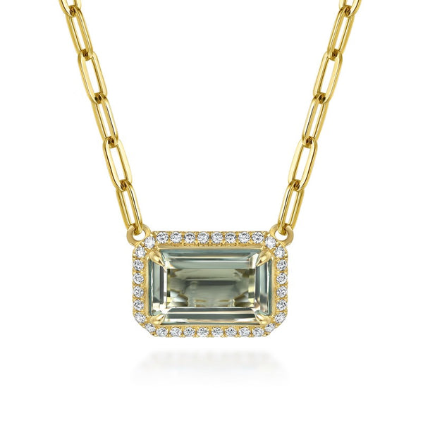 14K YG 7.16CT GREEN AMETHYST .