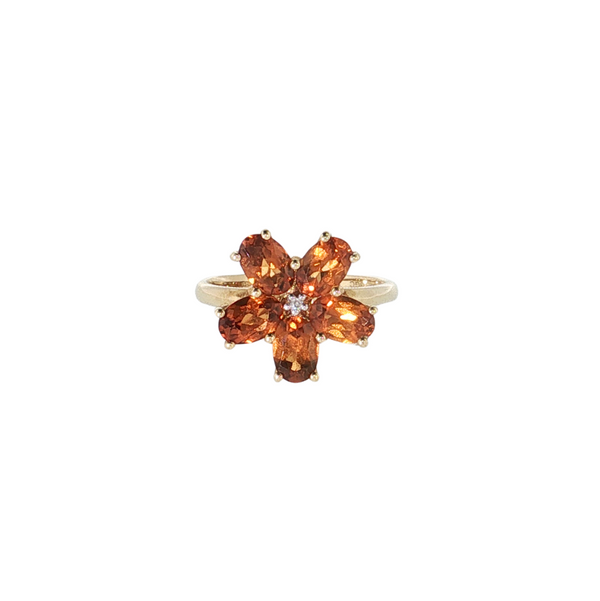 10KY CITRINE FLOWER RING