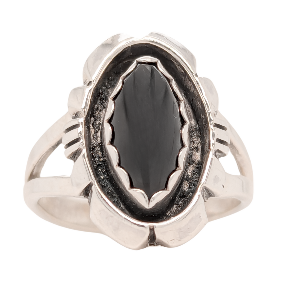 Estate: Sterling Silver Black Onyx Native American Ring