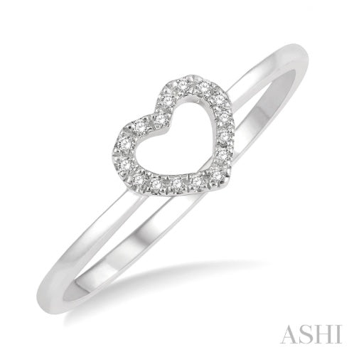 10K White Gold Open Heart Diamond Ring