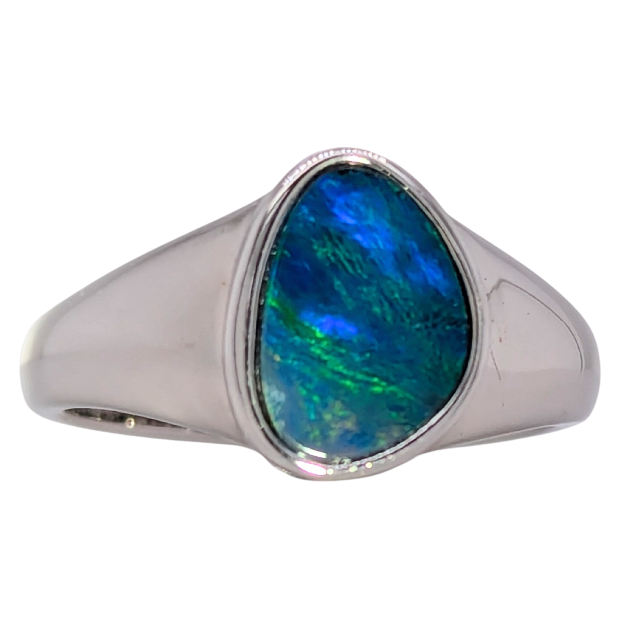 Sterling Silver Opal Freeform Doublet Ring