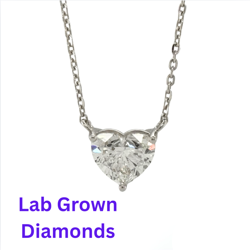14kt White Gold 2.08ct E VS1 Lab Diamond Heart Adjustable Necklace LG674553781