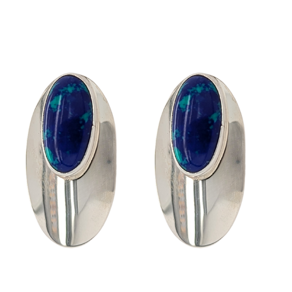 Estate: Sterling Silver Azurite Post Earrings