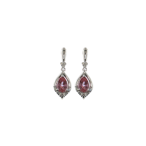 14K WG 1.03CTW CREATED ALEXANDRITE .07CTW DIA EARRINGS