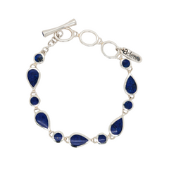 Sterling Silver Multi-Shape Lapis Lazuli Toggle Bracelet
