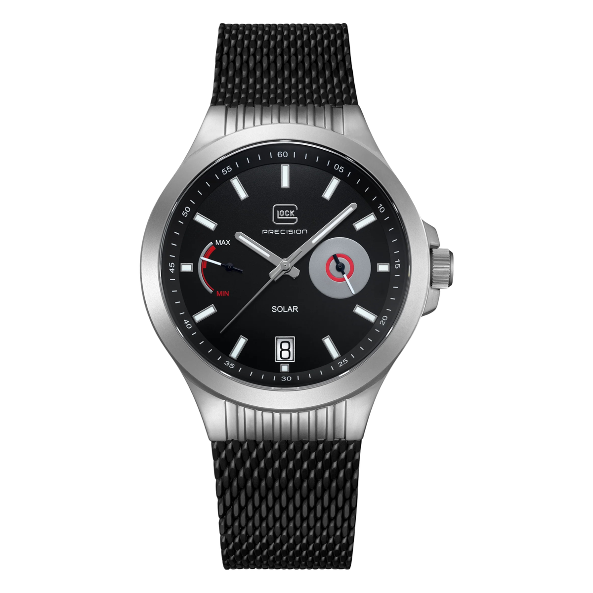 GLOCK GW-19-2-22 Stainless Case Black Strap Solar Watch