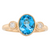 14K Gold Oval Blue Topaz & Diamond Bezel Set Ring