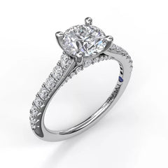 14K White Gold Classic Engagement Ring with Side Detail (Semi-Mount)