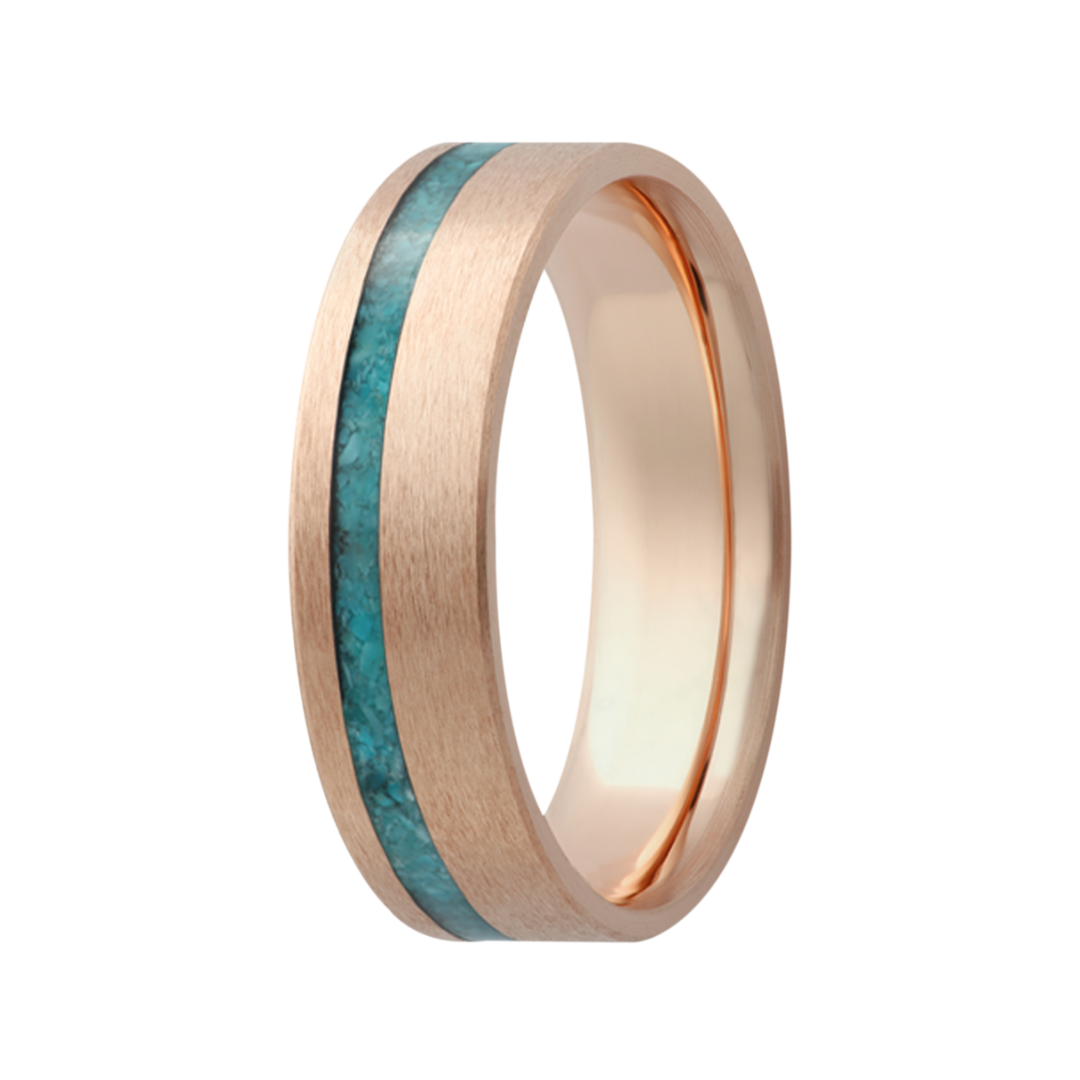 Men's 14K Yellow Gold Turquoise Inlay Ring - Size 10