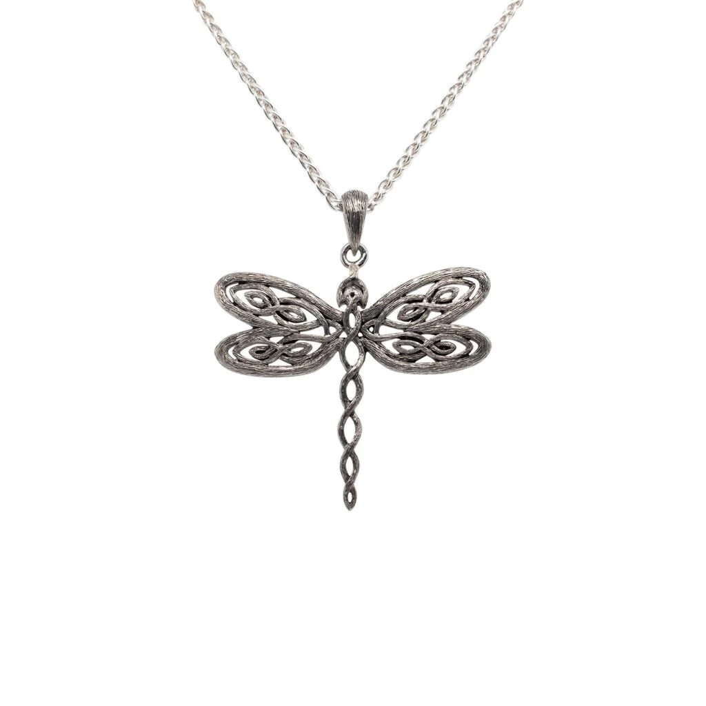 STERLING DRAGONFLY PENDANT 18"