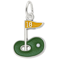 Sterling Silver Painted Golf Green Charm