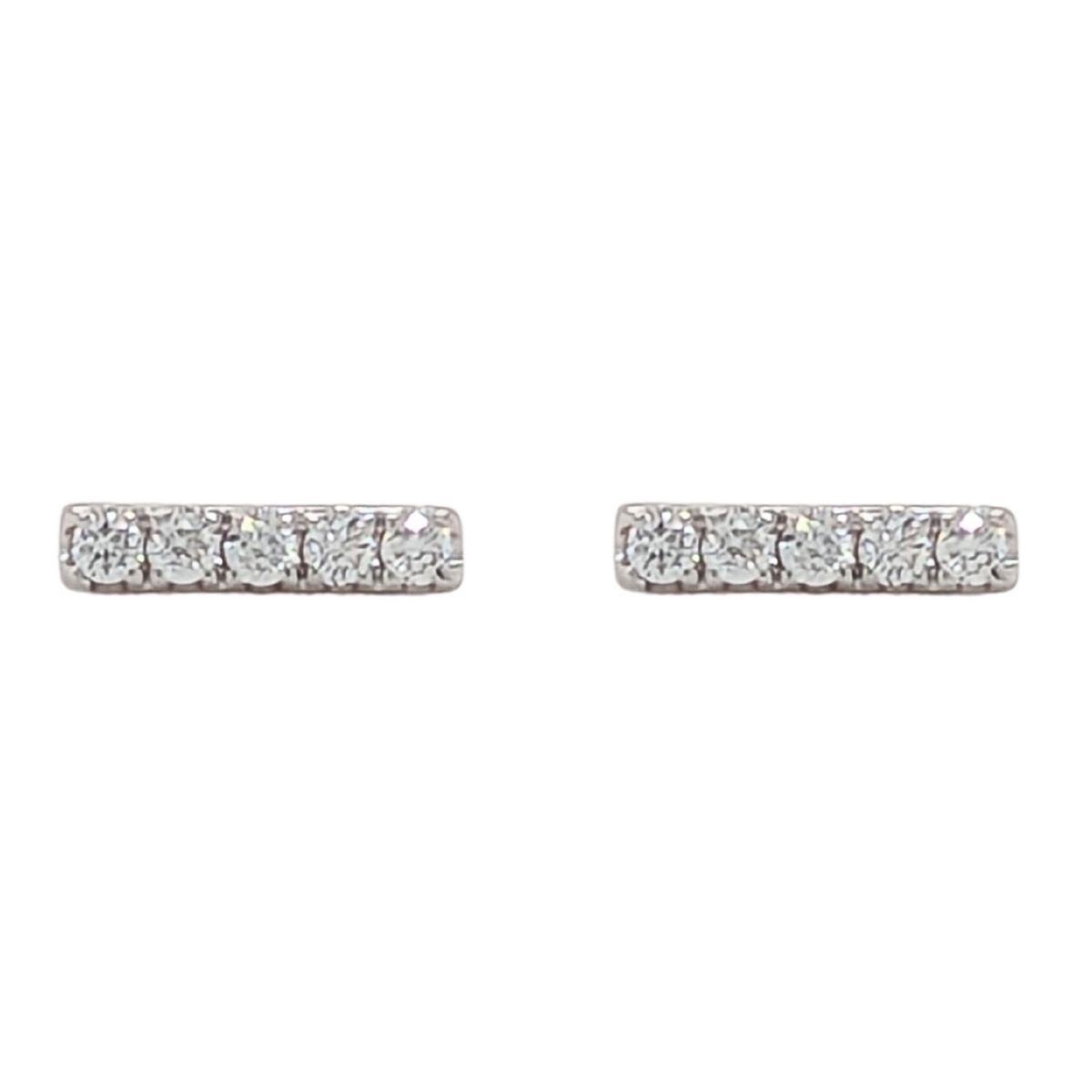 14K White Gold Diamond Line Post Earrings