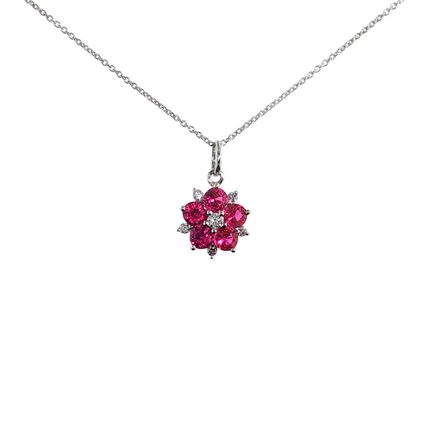14K WG .59CTW RUBY .09CTW DIA LESLIES .8MM CABLE 18"