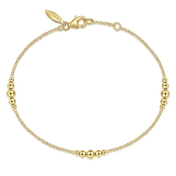 14K YG BEADED STATIONS BRACELE
