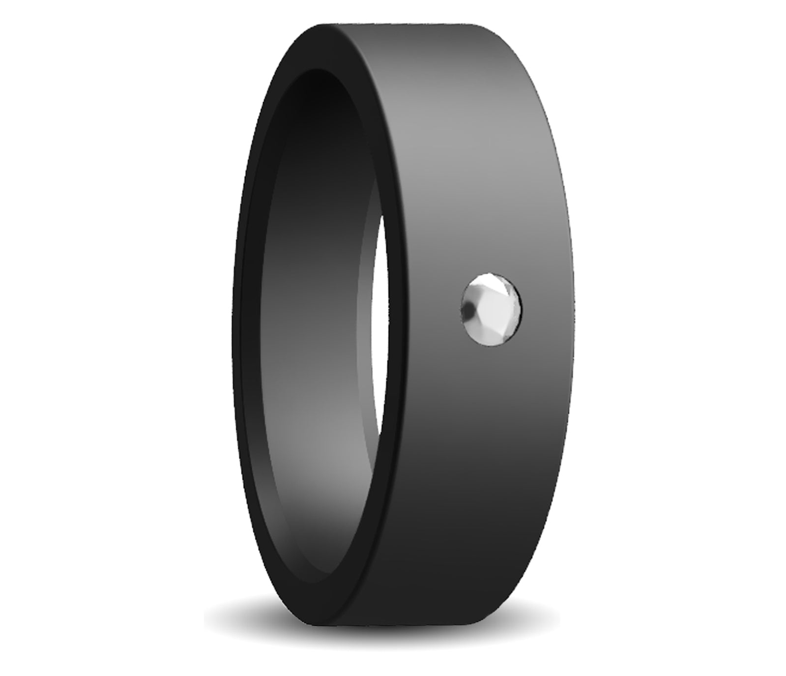 Men's Crushed Black Diamond Matte Ring with Diamond - Size 10