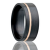 Men's Zirconium Ribbed Ring with 14K Offset Inlay - Size 11.