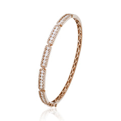 14K Rose Gold Diamond Art Deco Hinged Bangle Bracelet