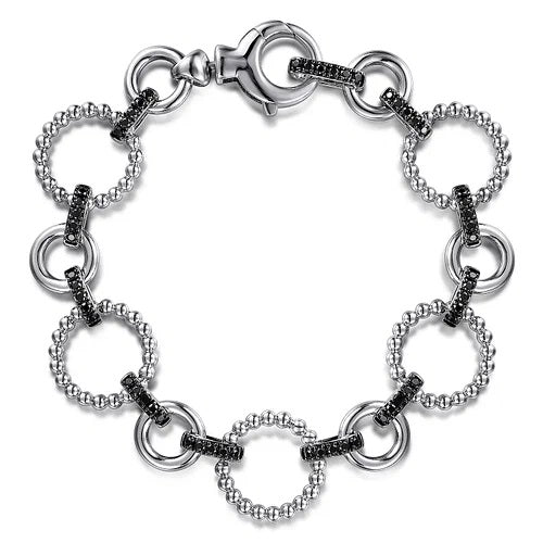 Sterling Silver Black Spinel Link Bracelet