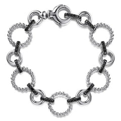 Sterling Silver Black Spinel Link Bracelet