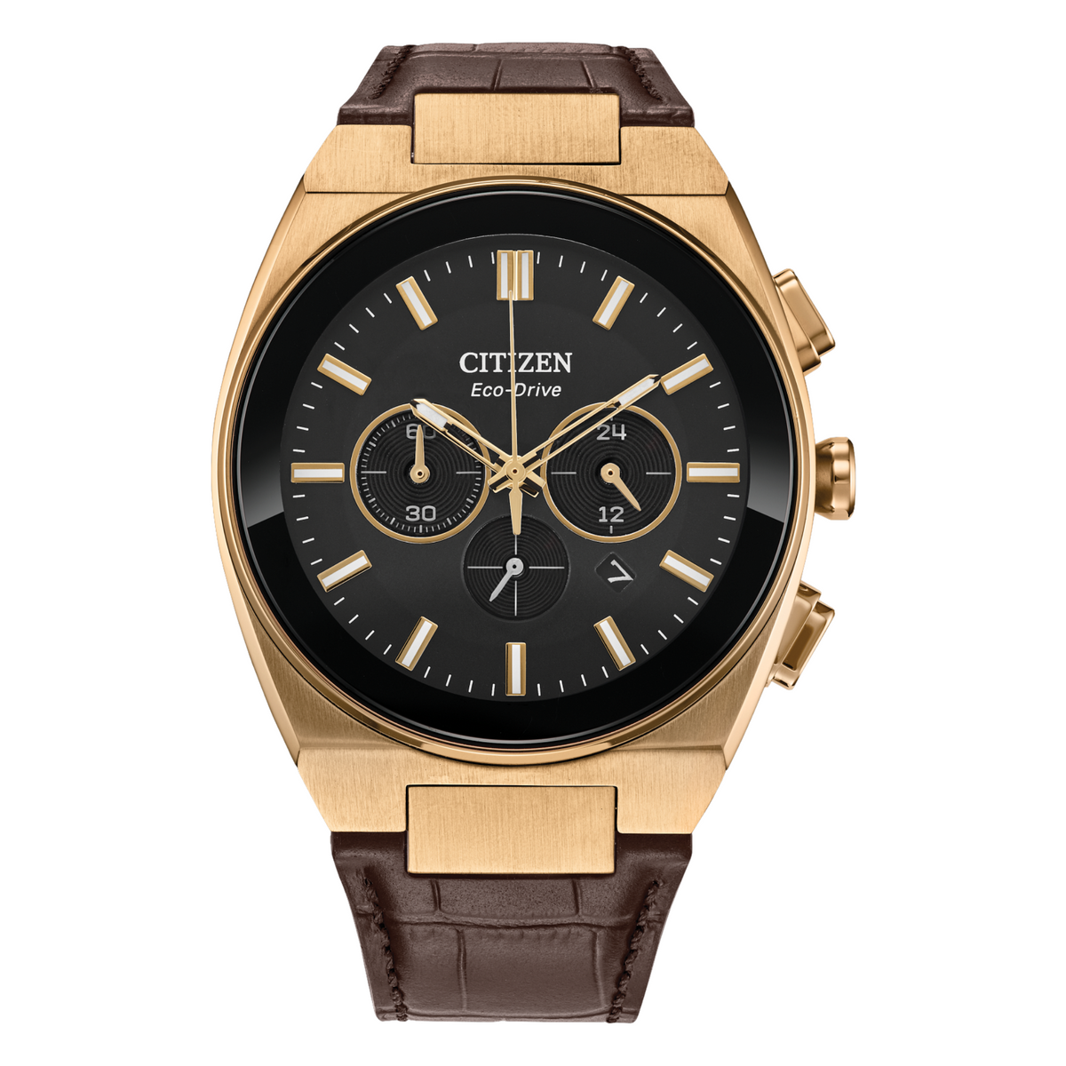 Citizen Eco Drive Axiom SC Brown Leather Watch with Black Dial CA4583-01E