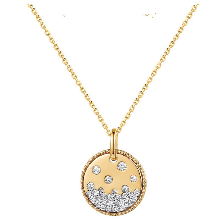 14K Gold Glass Half Full Diamond Necklace