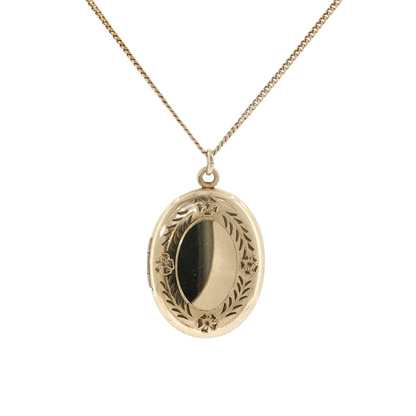 Estate 14kt Yellow Gold Locket 18in Chain