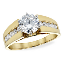 14K Gold Diamond Channel Cathedral Semi-Mount Engagement Ring