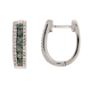 Sterling Silver Blue Green Sapphire Diamond Hoop Earrings