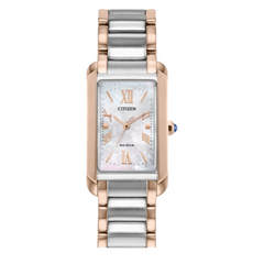 Citizen Eco Drive Bianca Stainless Steel with Rose Accents & Mother of Pearl EW5624-54Y