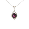 14K White Gold Checkerboard Rhodolite Garnet Pendant