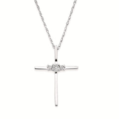 Sterling Silver Three Stone Cross Necklace