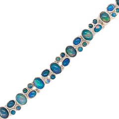 Sterling Silver Eithiopian Opal Toggle Bracelet 8.5"