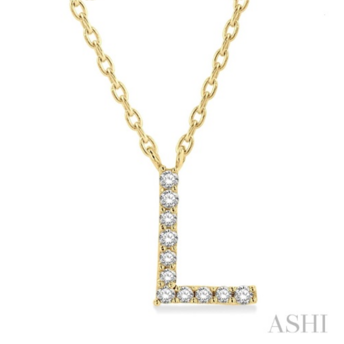 10K Gold "L" Diamond Initial Necklace