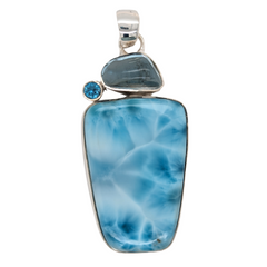 Sterling Silver Larimar Pendant with Blue Topaz