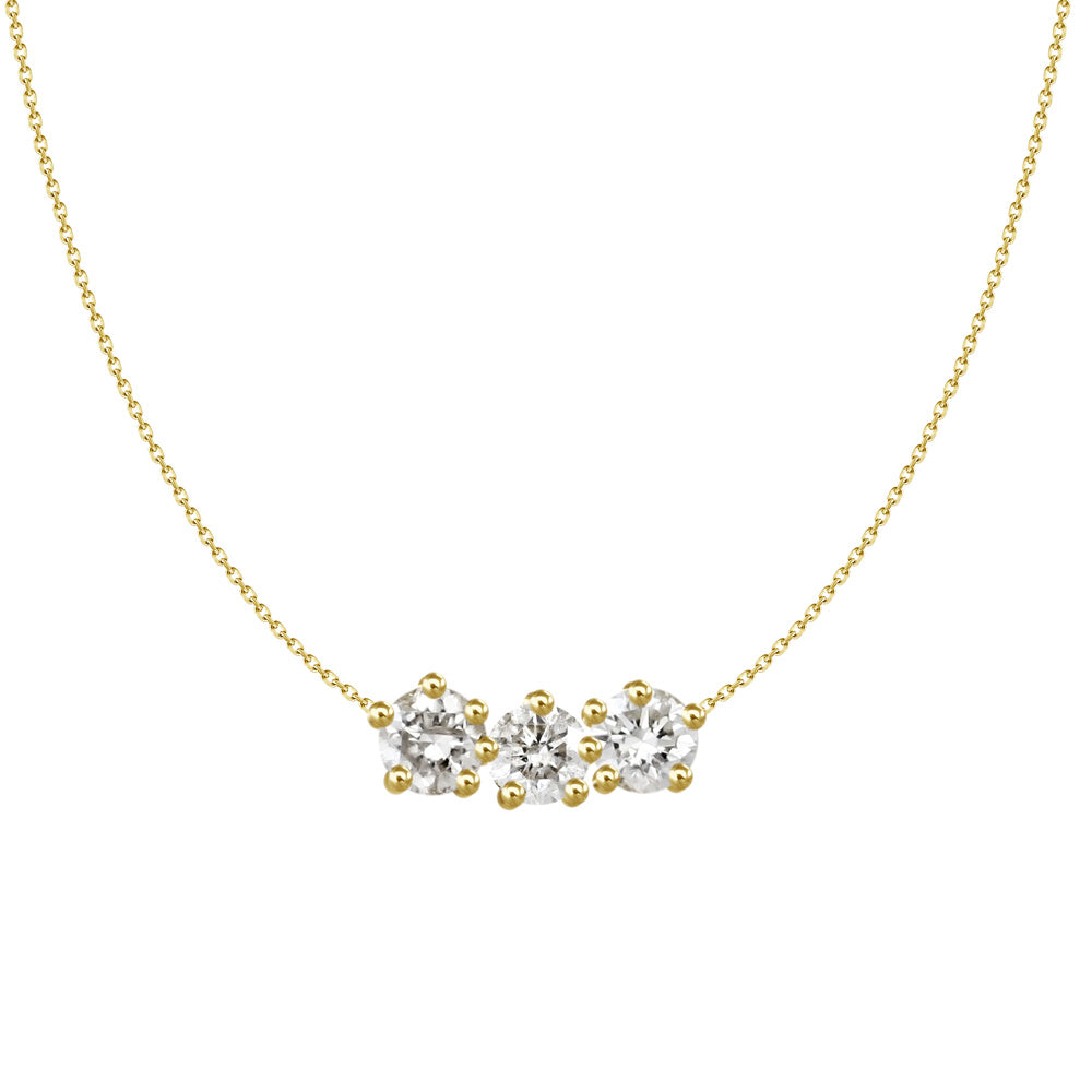 18K Yellow Gold Triple Diamond Adjustable Necklace