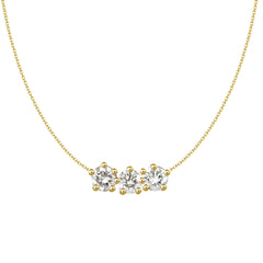 18K Yellow Gold Triple Diamond Adjustable Necklace