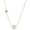 14K Pearl with Diamond Flower Necklace