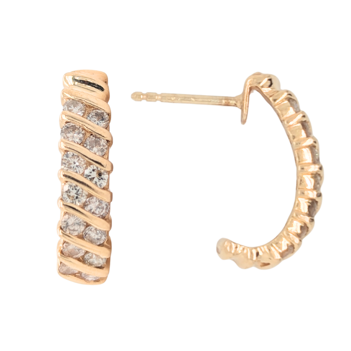 Estate: 14K Yellow Gold 1/2CTW J Hoop Earrings