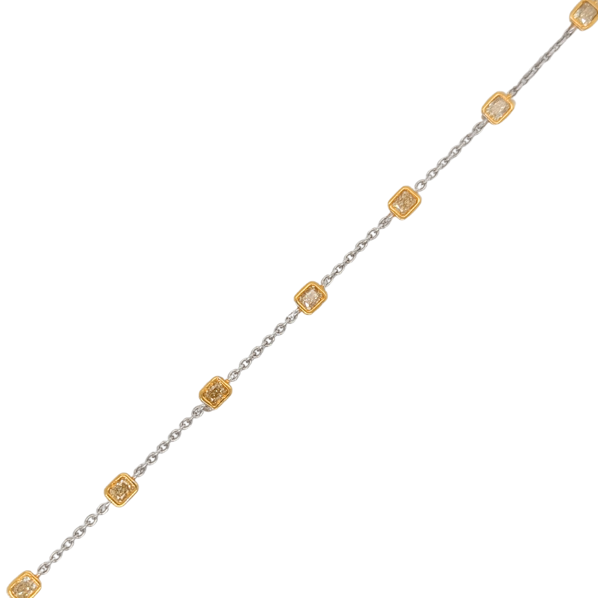 14K Gold Yellow Gold Radiant Station Two Tone Bracelet