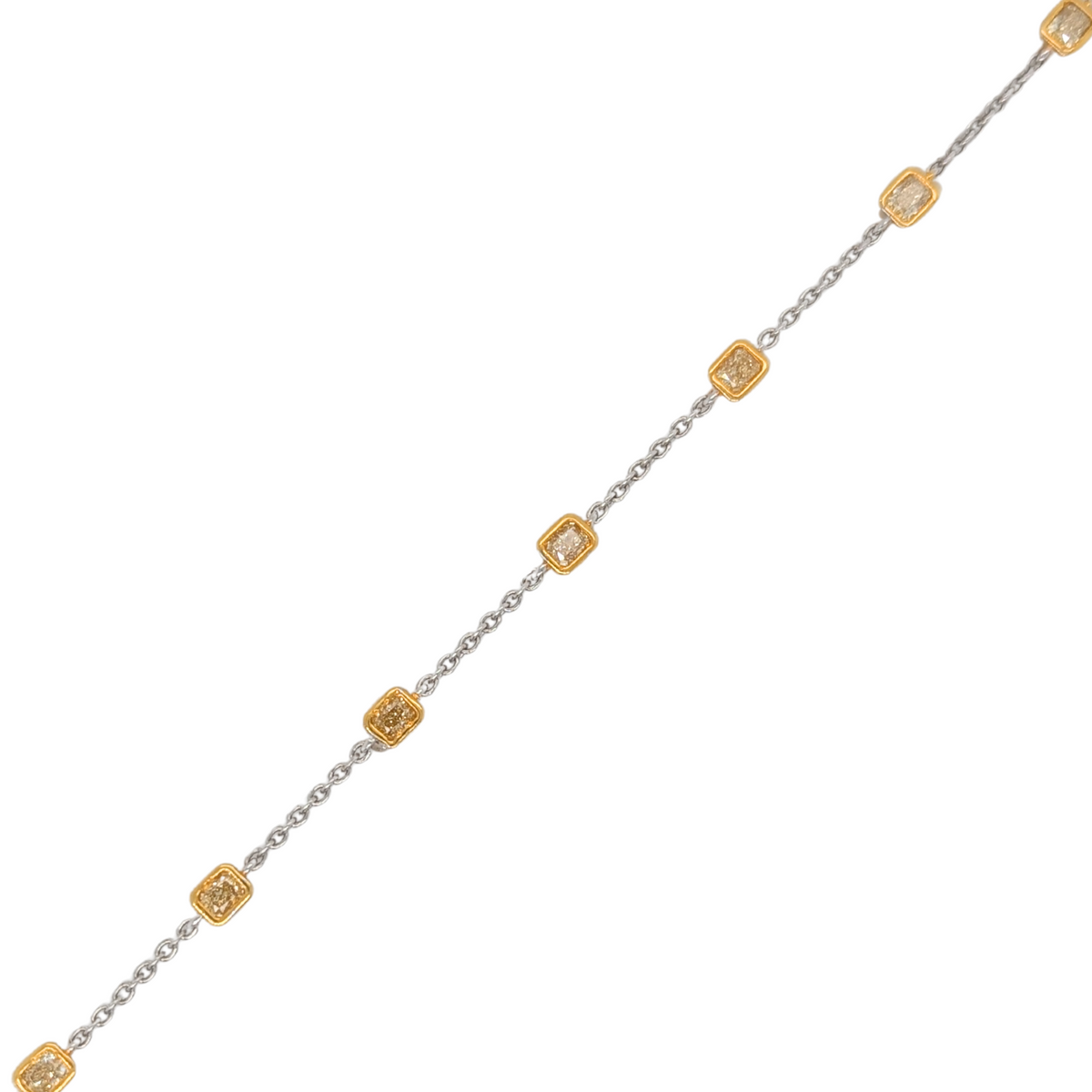 14K Gold Yellow Gold Radiant Station Two Tone Bracelet