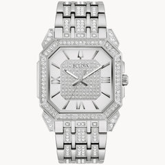 Bulova Octava Men's Silvertone Watch with Crystals 96A285