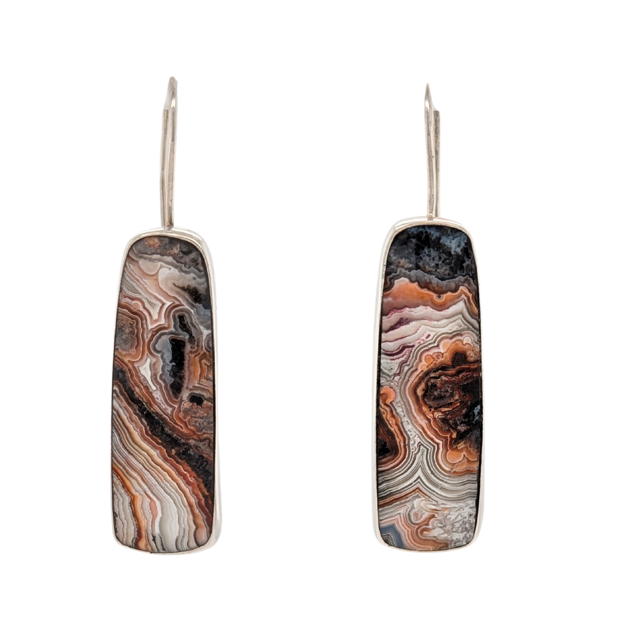 Sterling Silver Crazy Lace Agate Earrings