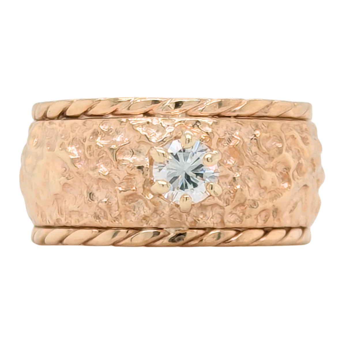 Estate: 14K Ladies Nugget Engagement Ring with Transitional Cut Diamond