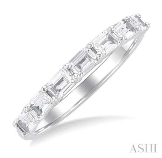 14K White Gold East-West Emerald Cut Diamond Ring