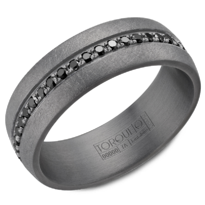 Men's Tantalum 7MM .69CTW Black Diamond Eternity Band Size 10