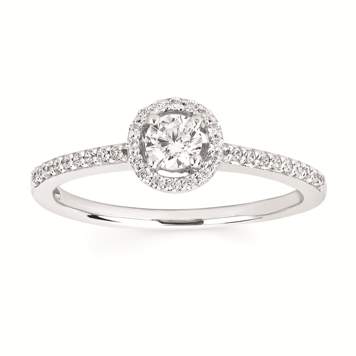 14K .20CT Round Brilliant Diamond Halo Engagement Ring