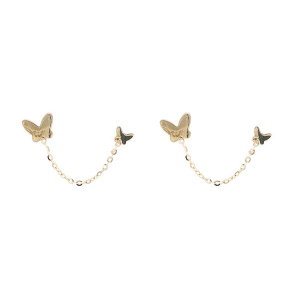 14kt Yellow Gold Double Pierced Butterfly Earrings