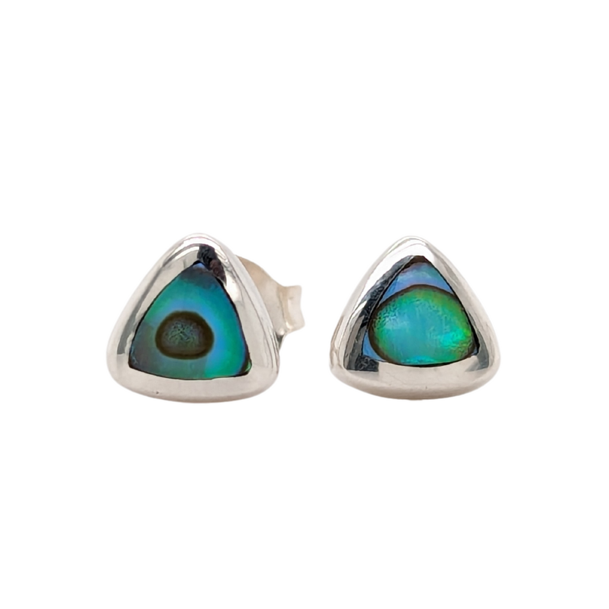 Sterling Silver Triangle Abalone Stud Earrings