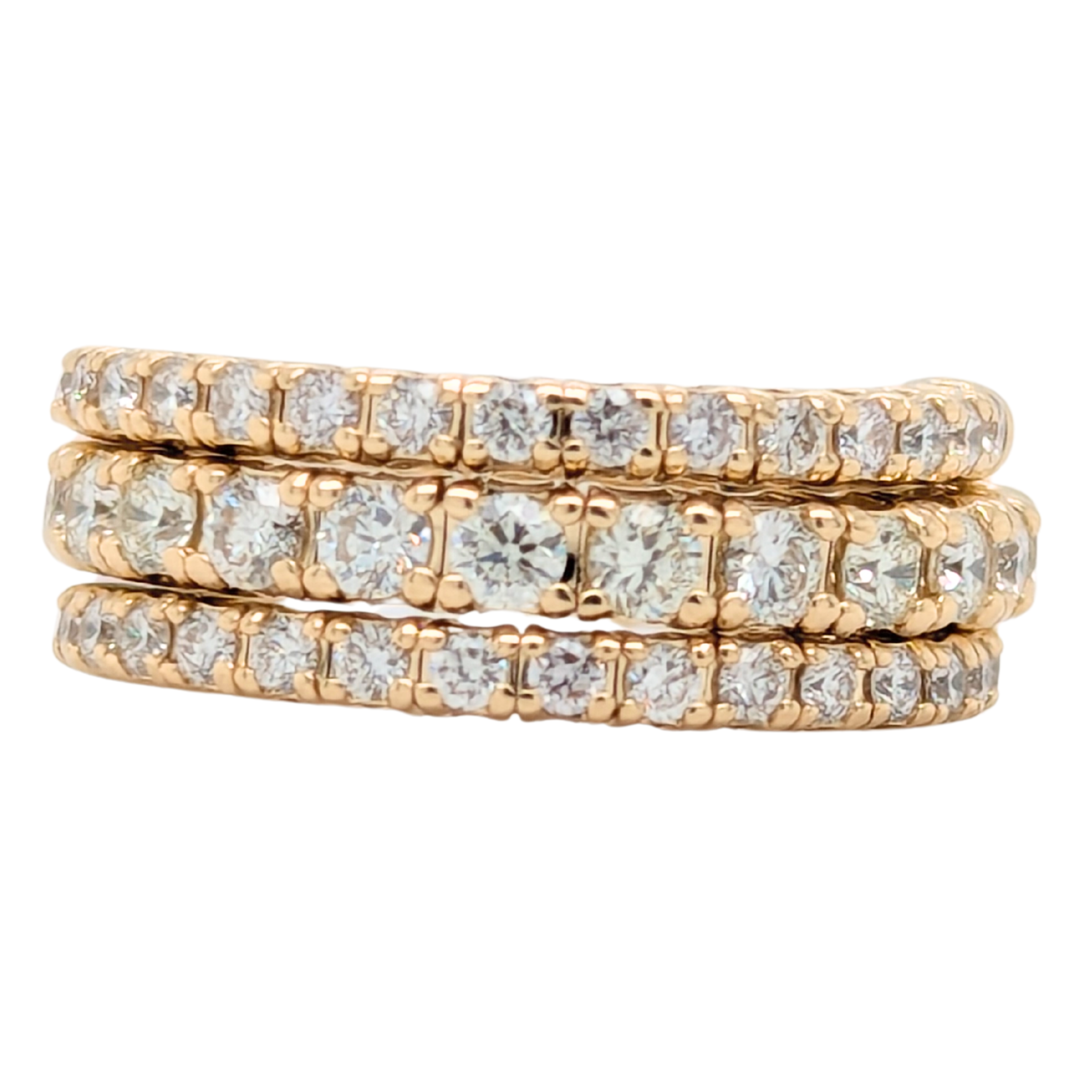 14K Yellow 1.67CTW Three Row Diamond Flex Ring
